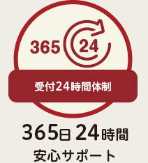 受付24時間体制 365日 24時間 安心サポート